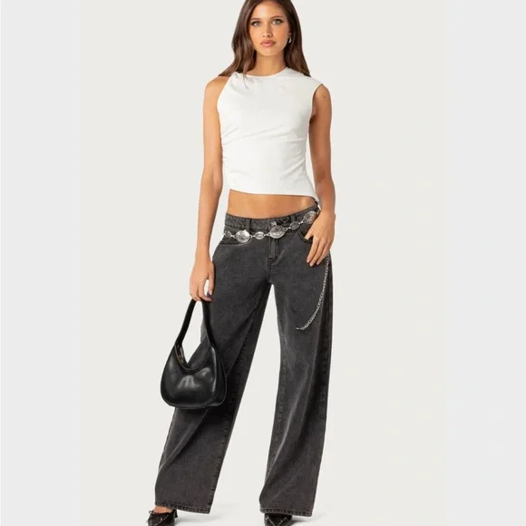 Edikted Raelynn Washed Low Rise Baggy Jeans - Picture 5 of 5